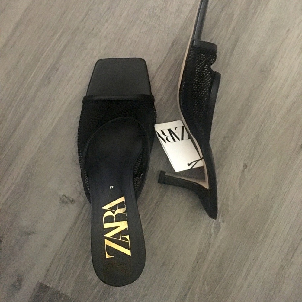ZARA square open toe mules 41 9-9.5